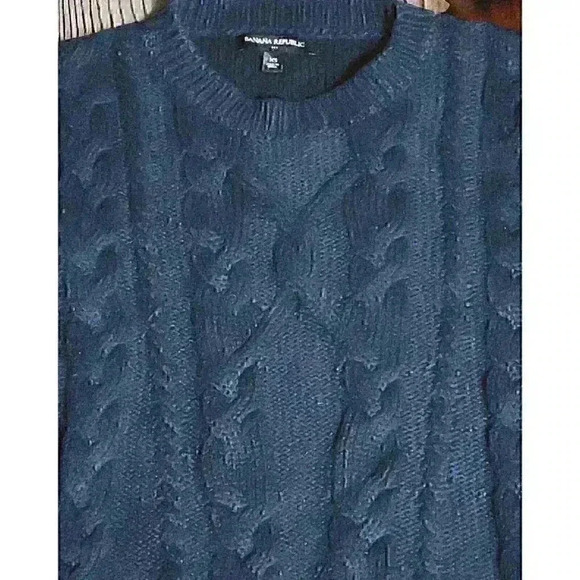 Banana Republic Cable Knit Cropped Side Zip Sweater Blue Size XS - Picture 7 of 10
